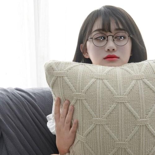 Nordic Gray Knitted Cushion Cover Braiding Geometric Pillow Cover Simple Design Home Sofa Modern Decor Pillow Case 45*45cm