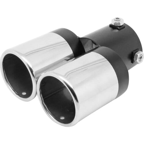Colorful Double Outlets Stainless Steel Tailpipe Exhaust Muffler Tail Pipe Tip Cover (Curved Style)
