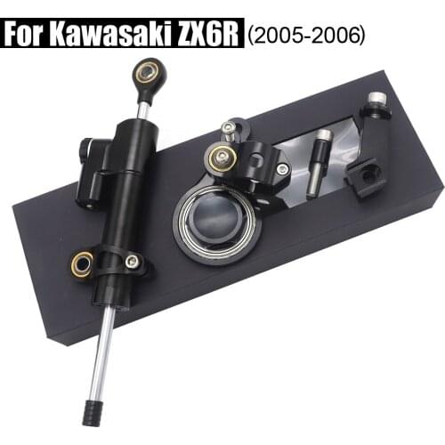 Motorcycle CNC Steering Damper Stabilizerlinear Reversed Safety Control with Bracket For Kawasaki ZX6R 2005 2006 ZX-6R
