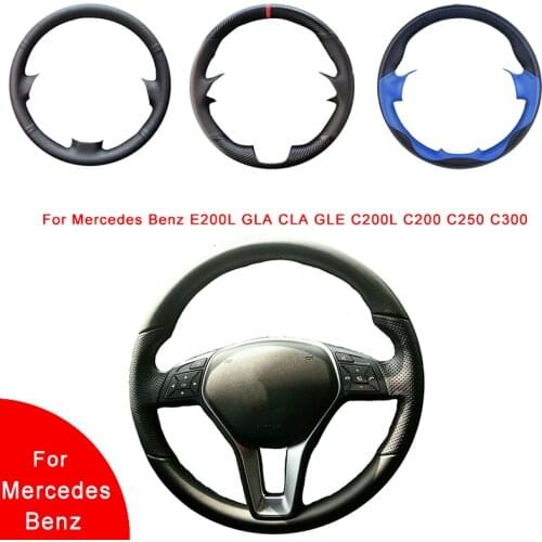 Breathable Hand-Stitched Artificial Leather Car Steering Wheel Cover For Mercedes Benz E200L GLA CLA GLE C200L C200 C250 C300