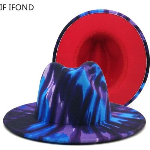 Vintage Patchwork Wool Felt Jazz Fedora Hat Fashion New Women Wide Brim Party Trilby Cap Men Gentleman Wedding Hat