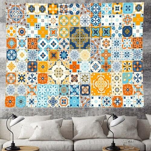 Indian Mandala Tapestry Bohemian Retro Geometry Polyester Wall Hanging Table Cloth Curtain Blanket Yoga Mat Blanket Sandy Beach