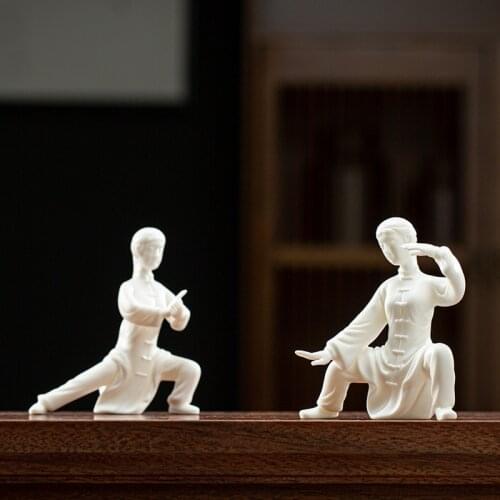 Chinese Zen Dehua Ceramic Whiteware Ornament Creative Home Desktop Personalized Ceramic Decorations Furnishings Mini Tea Set