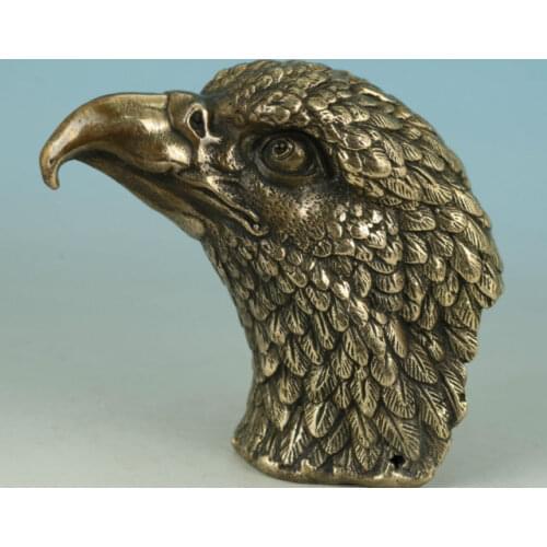 Chinese Old Lifelike Asian Chinese Old Bronze Hand Carved Eagle Heads Statue Collection Deco decoration bronze factory outlets
