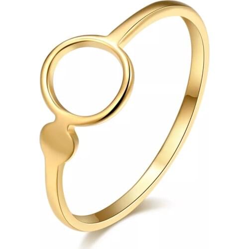 DOTIFI 316L Stainless Steel Ring Simple Design Hollow Round Gold And Silver Color Metal Fashion For Women Jewelry Party Gifts
