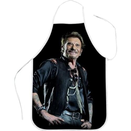 Singer Johnny Hallyday Kitchen Apron Gardening Restaurant Polyester Apron Adult Child Home Cleaning Tool Waist Baking Apron