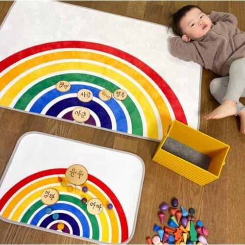 Rainbow Color Boho Cute Mat Baby Play Mats Kids Floor Climbing Mat Children Playmat Nursery Decor Rugs For Bedroom Living Room