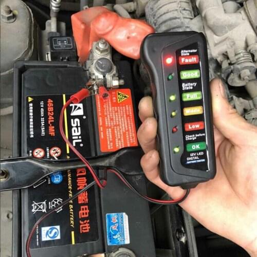 1 Pcs Mini 12V Car Battery Tester Digital Alternator Tester 6 LED Lights Display Car Diagnostic Tool Auto Battery Tester