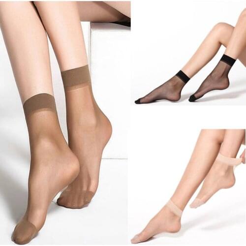 10 Pairs 2020 Women Solid Sexy Breathable Nylon Rayon Elastic Soft Comfortable Short Ankle Sheer Silk Short Socks