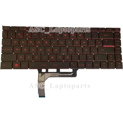 New Spanish Español Teclado Keyboard for MSI GF63 GF63 8RC GF63 8RD Laptop , with Red Printing, Red BACKLIT