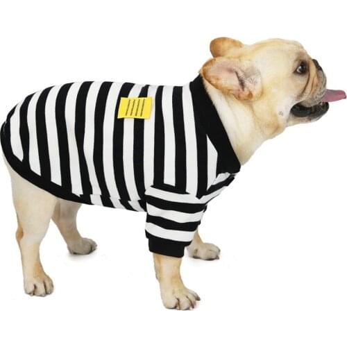 Striped French Bulldog Dog Clothes Warm Cotton Dog Puppy Coat Small Medium Teddy Two Legs Autumn Winter Pet Costume Clothing