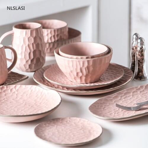 Solid color Ceramic Dinner Plate Bowl Cup Tableware Nordic style Crockery Steak Dessert Cake Plate Soup Bowl Milk Coffee Cup