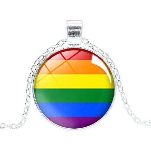 Pendant Necklace 10 Pieces Gay Couple Unisex Rainbow Chain High Quality Jewelry Gift LGBT Rights Pride Necklaces