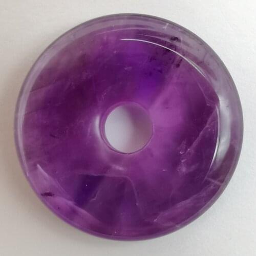 30MM Purple Crystal Stone GEM Carved Safety Button Pendant Necklace Jewelry For Woman Gift H321