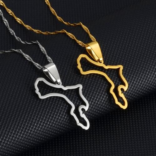 Anniyo Outline Bonaire Map Pendant Necklaces Jewelry #243021