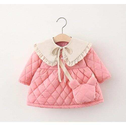 Cute Warm Winter Children Girls Coat Parkas Outwear Kids Jacket Girl Outerwear Coats Cotton Thicken Baby Clothes + Bag