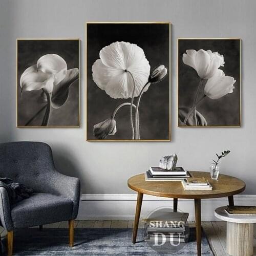 Black And White Flowers Posters Canvas Painting Nordic Floral Plant Home Decor Picture Minimalism Print Wall Art For Living Room