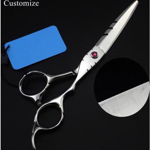 Customize professional Japan 5.5 & 6 inch Laser wire hair scissors Sawtooth cutting barber scissor shears hairdressing scissors