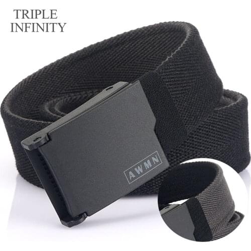 Fashion Non-metal Security Check Mens Canvas Belt For Jeans Pants Casual Double Sided Reversible Trousers Belt Wear-resistant