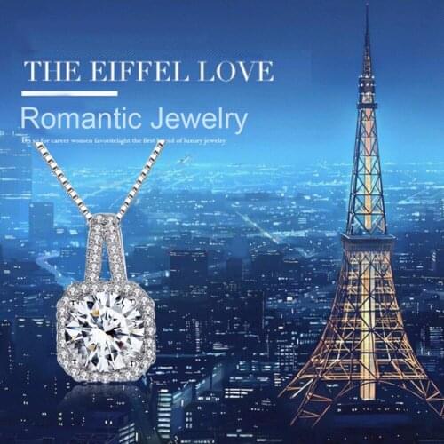 Romantic paris tower night necklace square zircon AAAAA quality pendant necklace box chain green blue color 80071