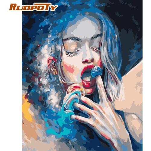 RUOPOTY Frame DIY Painting By Numbers Kits For Adult Abstract Women Picture By Numbers Modern Wall Art Handpainted For Home Arts