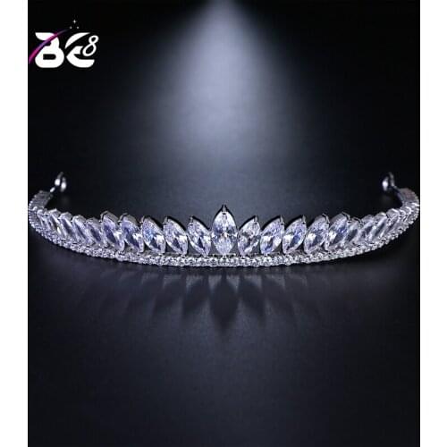 Be 8 Fashion Jewelry White Crystal Bridal Crowns and Tiaras AAA Cubic Zirconia Stone Diadem Bridal Hair Accessories H126