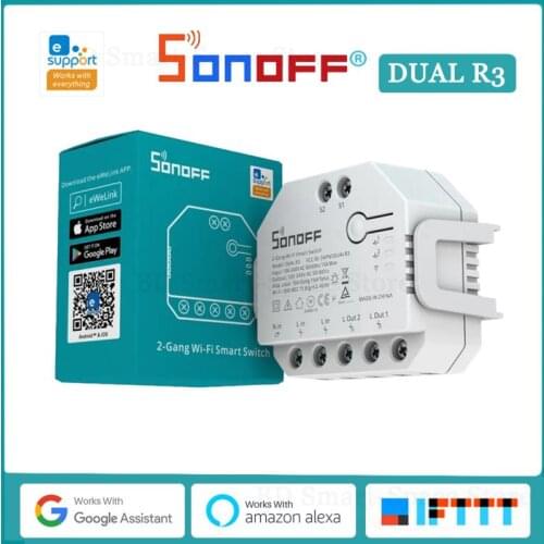 SONOFF DUAL R3 WiFi 2-Way DIY MINI Smart Switch Power Metering Timing Switches Voice Control Support Alexa Google Home EWeLink