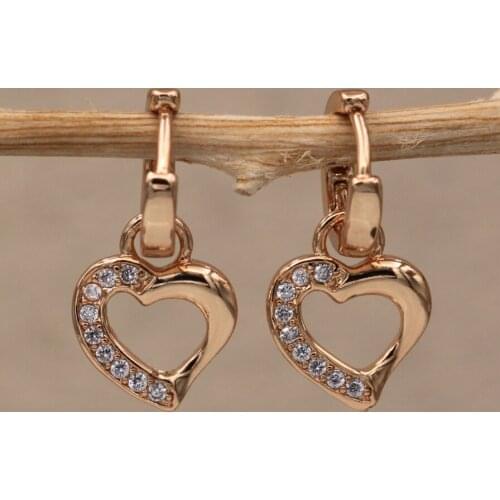 Dangle Drop Earrings White Heart Cubic Zirconia Copper Earring For Women Fashion Jewelry Accessories Wedding Anniversary Gif