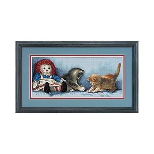 Top Quality Popular Lovely Counted Cross Stitch Kit Partners in Crime Two Cats Kitties Mouse Doll Dim 13709