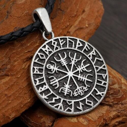 Youe shone Norway Valknut pagan amulet Vegvisir Viking Wax Cord Scandinavian Norse Vikings Amulet Jewelry Runes Pendant Necklace