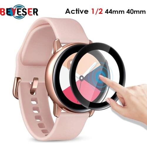 3D Curved Fibre Glass Protective Film Cover For Samsung Galaxy Watch Active 2 40mm 44mm Active2 Full Edge Screen Protector Guard