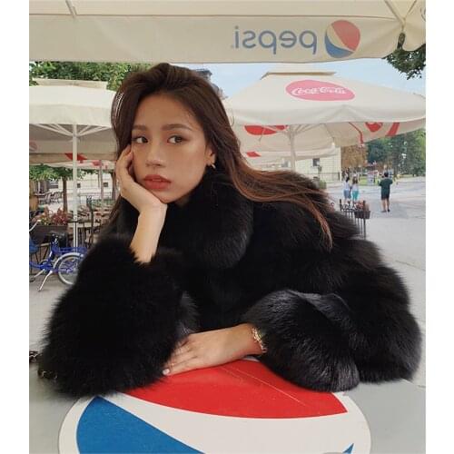 Womens jacket Long Sleeve Winter Warm round Neck Fox Faux Fur Coat Jacket Overcoat Outwear with Pockets Solid Color fur coat 5