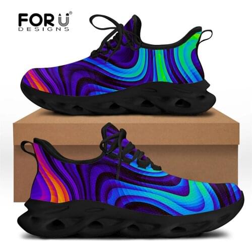 FORUDESIGNS Dark Psychedelic Trippy Print Women Casual Shoes Spring/Summer Flat Beach Sneakers Woman Walking Fashion Shoes