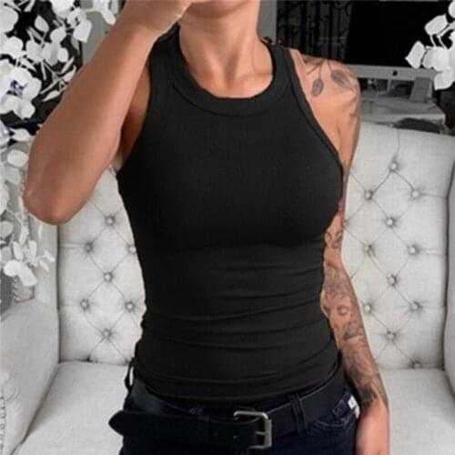 Womens Sexy Tank Tops Slim Fit Sleeveless Vest For Female Women Clothing New Casual Solid Color Tank Top For Ladies