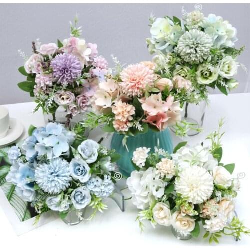 1 Bouquet Artificial Flowers Silk Rose Bouquet Fake Flowers For Wedding Party Wedding Bouquet Home Garden Decoration Table Decor