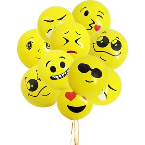 10 Batches/batch of 12 Inch Yellow Smiley Latex Balloon Air Ball Inflatable Wedding Party Decoration Birthday Party Balloon Toy