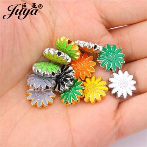 10PCS Enamel Daisies Beads Metal Spacer Bead For DIY Bracelets Needleworks Handmade Jewelry Making Accessories Crafts Findings