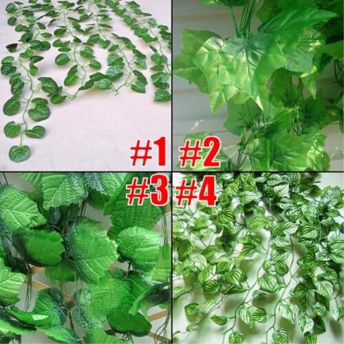10pcs/lot 2.3M 4 Styles Artificial Ivy Leaf Hanging Garland Flower Vine for DIY Home Wedding Floral Wall Garden Decor