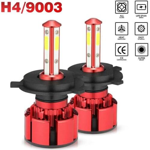 New 2pcs 4-Side H4 LED Headlight Kit Hi/Lo Beam Bulb High Power 220W 48000LM 6000K