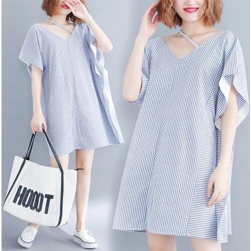 2019 New Brand Summer Maternity Dress Woman Casual Striped Large Size Dresses Pregnant Woman Dress MD-00691