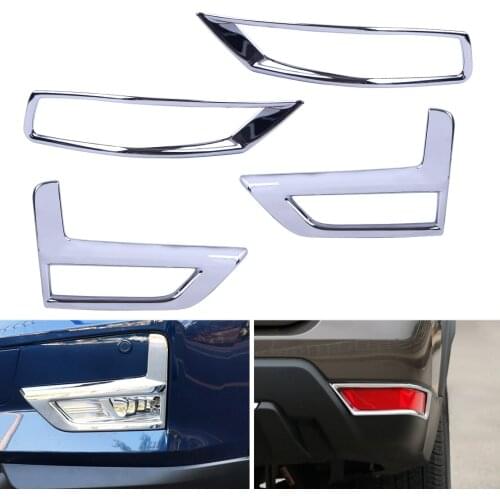 4pcs Car Chrome Plated Front &Rear Fog Light Lamp Cover Trim fit for Nissan Rogue XTrail 2017 2018 Facelift model