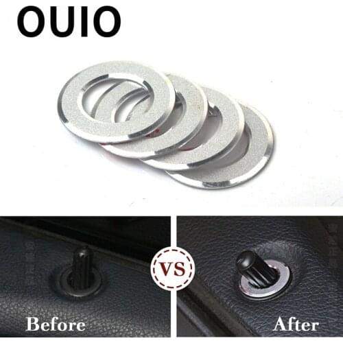 OUIO 4pcs Car Door Lock Pin Covers Stickers For Mercedes Benz E GLK GLS Class W212 E200L E260L E300L E320L E400L Accessories