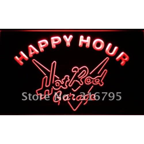 644 Hot Rod Garage Happy Hour Bar LED Neon Light Signs with On/Off Switch 20+ Colors 5 Sizes to choose