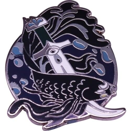 Gorgeous fish and dagger lapel pin joyful art gift idea