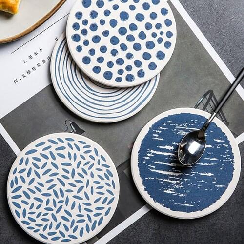 Quick Drying Diatom Mud Coaster Hot Tea Coffe Heat Insulation Mug Cup Mat Placemat Table Protector Sliced Fruit Pattern Coaster