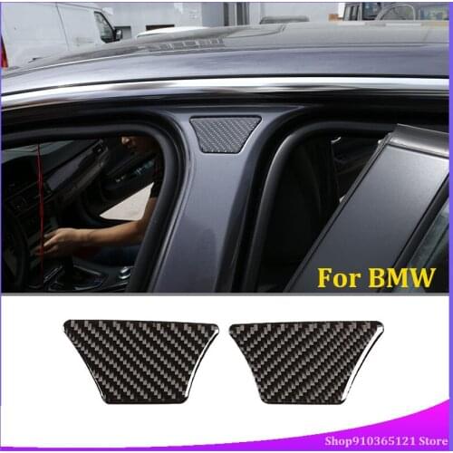 For BMW 3 Series E90 2005-2012 Auto Center Column Slot Decoration Sticker Real Carbon Fiber (Soft) Car Accessories 2-Piece Set