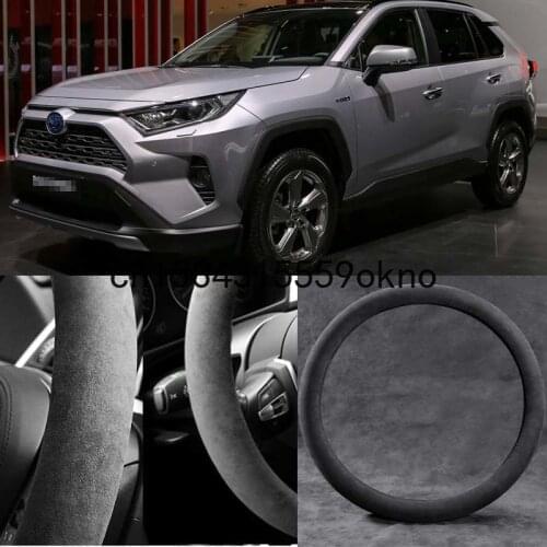 For Toyota RAV4 2010-2021 Black Alcantara Suede Car Steering Wheel Cover Car Accessories