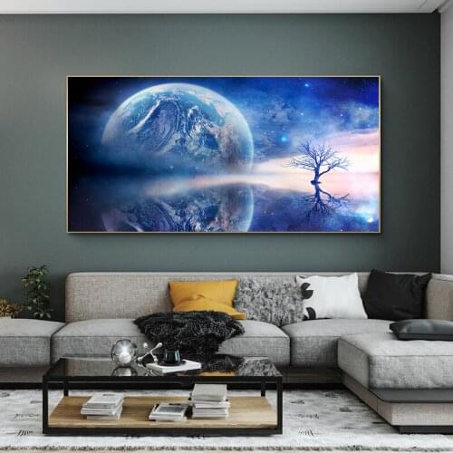 Earth And Tree Reflection Oil Painting on Canvas Posters and Prints Scandinavian Wall Art Picture For Living Noom Home Decor