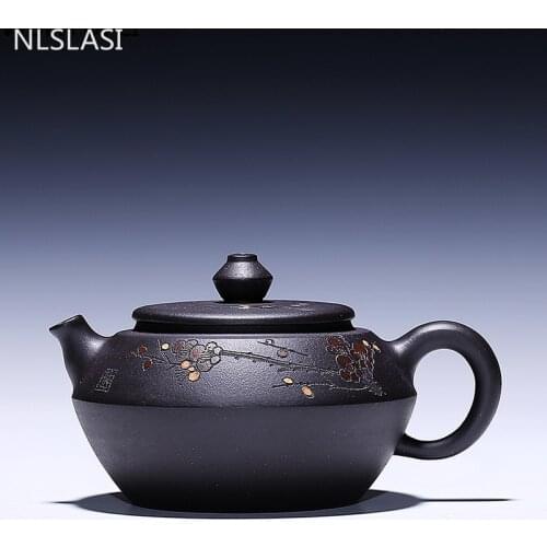 Chinese Yixing Teapot authentic purple clay teapot beauties handmade kettle Raw ore Black mud Customized Tea Set 240ml