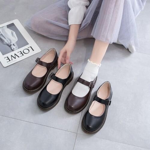 Japanese small leather shoes womens English spring student college style retro Mary Jane shoes soft sister basic jk uniform sho
